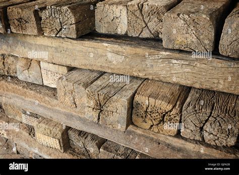 Closeup Ancient Timber Stacked Heap Of Timber Stock Photo Alamy