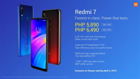 Xiaomi redmi note 9 pro smartphone con 6.67 dotdisplay, 6 gb + 64 gb, 64 mp ai quad camera, 5020 mah (type) nfc, grigio (nterstellar grey). Redmi 7 Philippines Price and Specs Snapdragon 632 2GB ...
