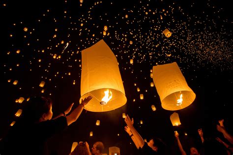 Lanterns In The Sky At Night
