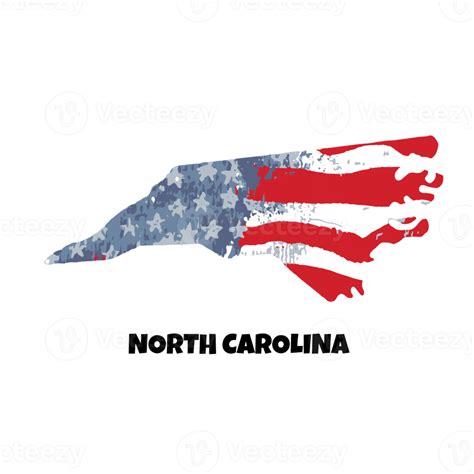 Usa State North Carolina State Silhouette Watercolor American Flag