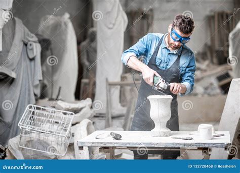 Sculptor Working With Sculptures In The Studio Stock Photo Image Of