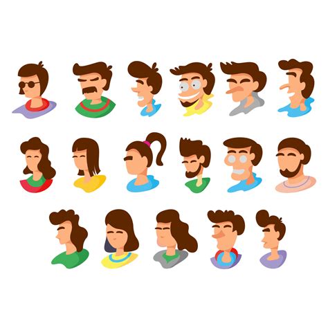 Peoples Head Characters Are Isolated On White People Head Vector