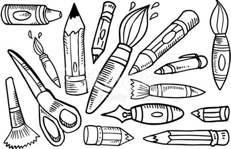 Doodle Art Supplies Set Stock Photo Royalty Free Freeimages