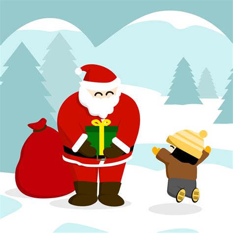 Santa Claus Giving Children Ts On Christmas 8349462 Vector Art At