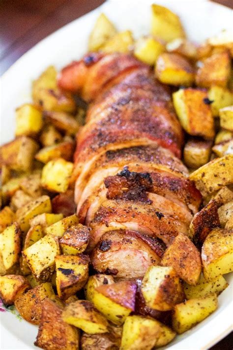 Pork loin gets a reputation for being dry and hard to cook. Roasted Bacon Wrapped Pork Tenderloin55 | Bacon wrapped ...