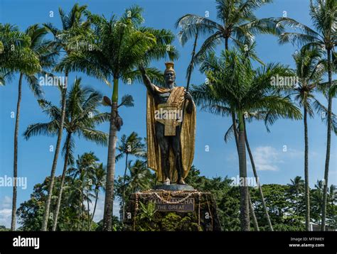 Statue Of The King Kamehameha In Hilo On The Big Island Of Hawaii Stock