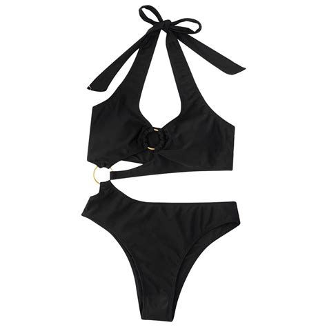 lovskoo one piece bathing suit for women black swimsuit sexy backless solid color bikini without