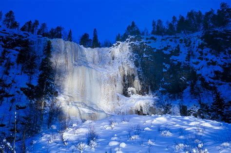 Beautiful Winter Magic Waterfall Finland Winter Season Images