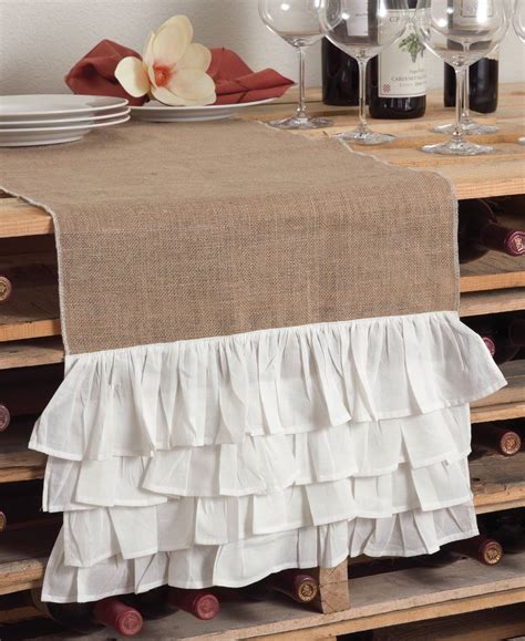 And you want to create something exclusively handcrafted for the occasion. Capucine Ruffled Natural Burlap Table Runner, White and ...