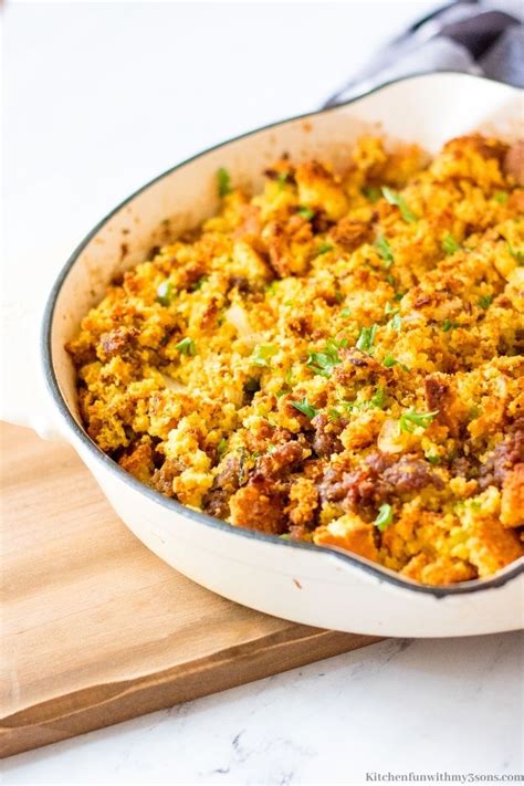 Best Ever Sausage Cornbread Stuffing Kitchen Fun With My Sons