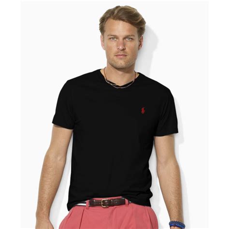 Lyst Ralph Lauren Short Sleeve Solid Jersey V Neck T Shirt In Black For Men