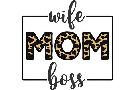 Download Wife Mom Boss - Leopard Print Cutting Files & Sublimination (709025) | Cut Files | Design Bundles