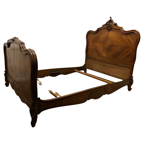 Rococo Style Louis Xv French Walnut Bed Bookmatched Veneer For Sale At
