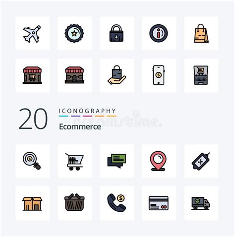 20 Ecommerce Line Filled Color Icon Pack Like Sale Ecommerce Barcodes
