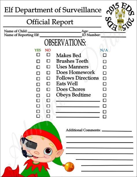 Free Printable Elf Report Card Printable Word Searches