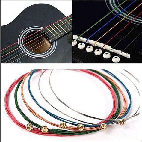 1 Set 6pcs Rainbow Color Guitar Strings For Acoustic Guitar Guitar