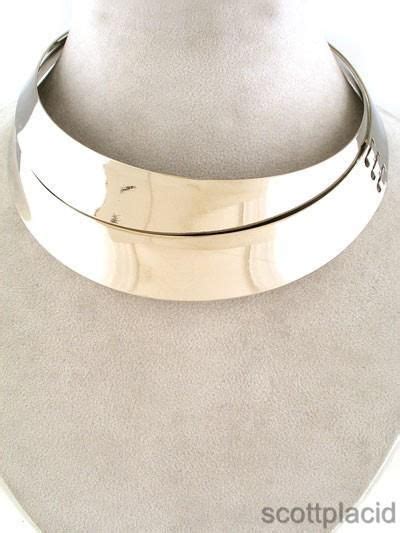 Chunky 10 44mm Wide Silver Tone Metal Necklace Necklace Choker Color