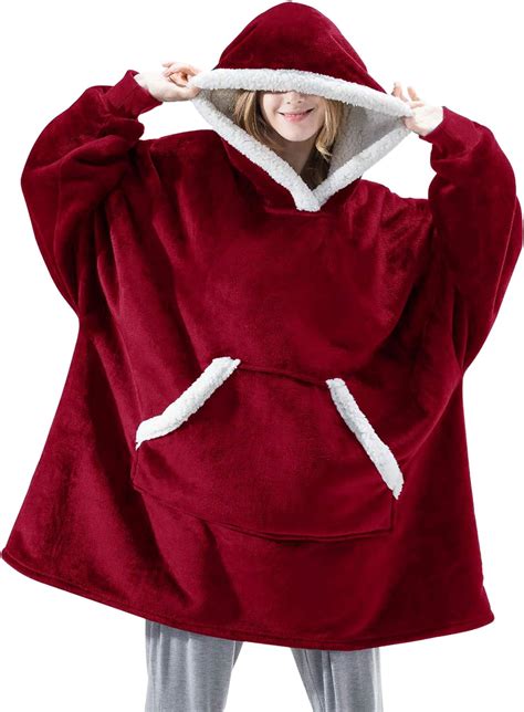 Hoodie Sweatshirt Blanket Unisex Oodie Hoody Blanket Sweatshirt Wearable Sherpa Fleece With