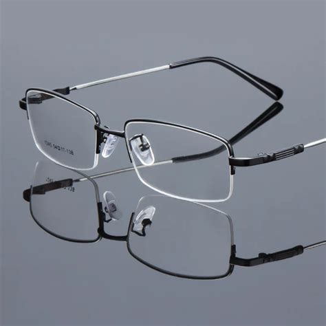 men classic glasses myopia semi rimless spectacle eyeglasses frame memory titanium alloy eyewear