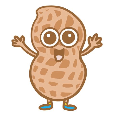 Hand Drawn Funny Little Peanut Cartoon Illustration Isolated On White