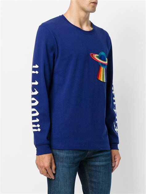 Shop gucci men's shirts at up to 70% off! Lyst - Gucci Ufo Embroidered Long Sleeve T-shirt in Blue ...
