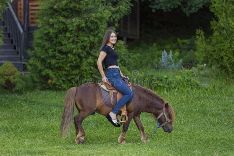 Woman Riding A Pony Stock Image Image Of Female Girl 249236693