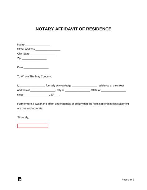 Free Notary Proof Of Residency Letter Pdf Word Eforms
