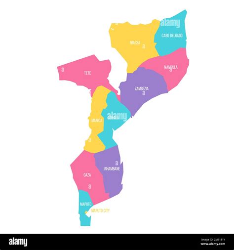 Mozambique Political Map Of Administrative Divisions Provinces And