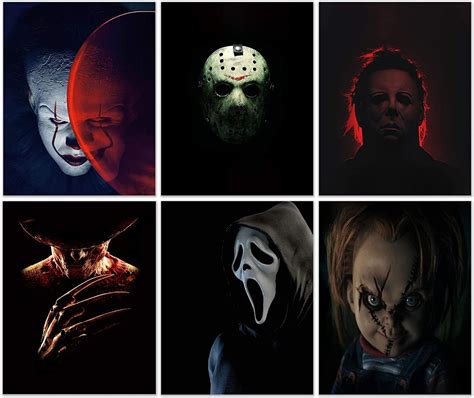 Horror Movie Villain Prints Set Of 6 11 Inches X 14 Inches Pictures