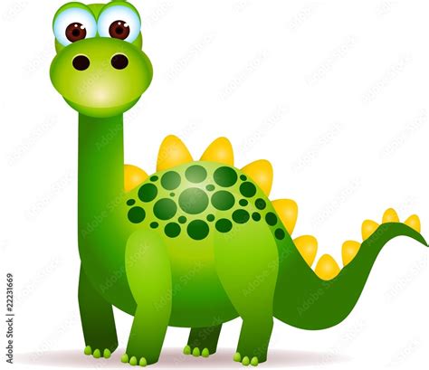 Cute Green Dinosaurs Cartoon Stock Vector Adobe Stock