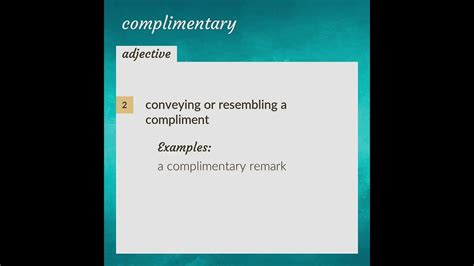 Complimentary Meaning Of Complimentary Youtube