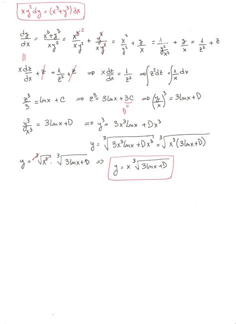 Solución Del Ejercicio 5 De Ecuaciones Diferenciales Homogéneas Math