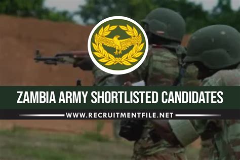 Zambia Army Shortlisted Candidates 20232024 Is Out