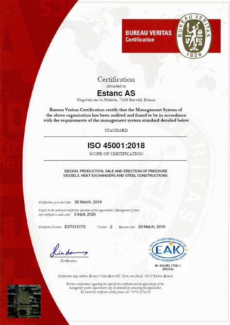 Estanc Receives Iso Occupational Health And Safety