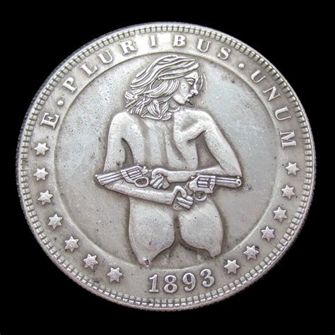 Hobo Coins Carved Naked Woman 1893 Back With Different Mintmark Ccsop Morgan Toned Dollar