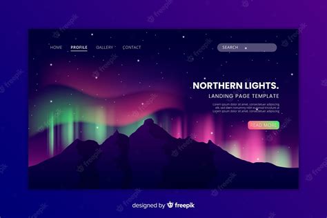 Free Vector Northern Lights Landing Page Template