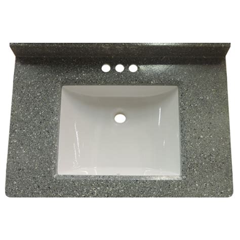 Cultured marble for the kitchen is a good choice if you want to add style at an affordable price. Boulder 22 x 25 Cultured Marble Vanity Top - Builders Surplus