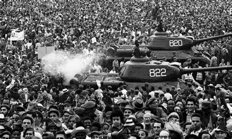 Cuban revolution, armed uprising in cuba that overthrew the government of fulgencio batista on january 1, 1959. Cuban IS-2 tanks surrounded by the crowd at the end of a ...