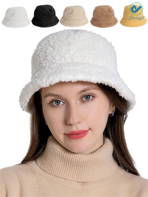 Women Hats And Caps Skiingsnowboarding Womens Faux Fur Bucket Hat Vintage Cloche Hats Ladies