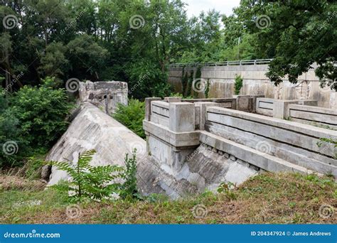 Ruins Of The Old Dam At Dellwood Park In Lockport Illinois During The