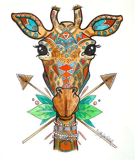 Tribal Giraffe Painting By Gari Sue Haddock
