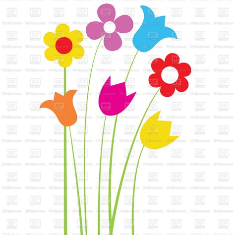 Simple Cartoon Wildflowers Vector Image Of Plants And Animals