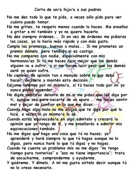 Carta De Una Niñoa A Sus Padres Norgara