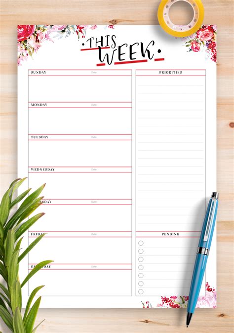 Free Printable Weekly Planner Templates Free Printable Worksheet