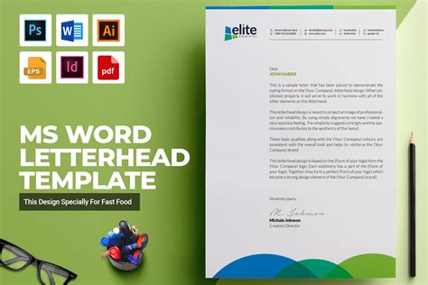 Ms Word Letterhead Template Stationery Templates Creative Market