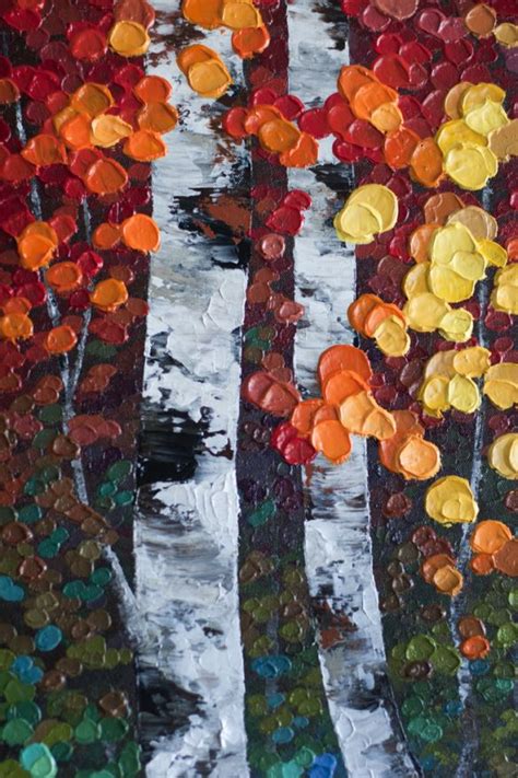 Autumn Aspen Birch Tree Painting Colourful Paintings Colourful Art