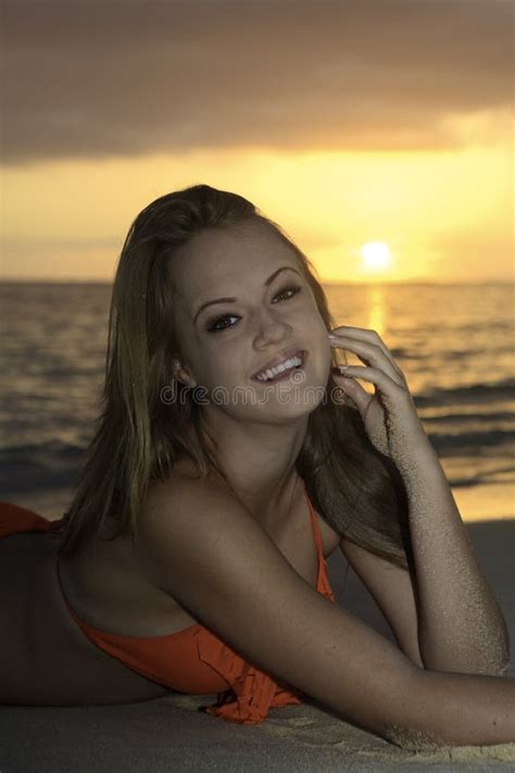 Girl On Beach At Sunrise Stock Image Image Of Ocean 31227549