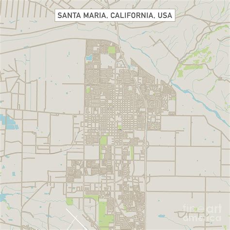 Santa Maria California Us City Street Map Digital Art By Frank Ramspott