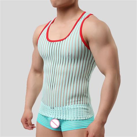 Aliexpress Com Buy Mesh Transparent Sexy Tank Top Men Gay Male