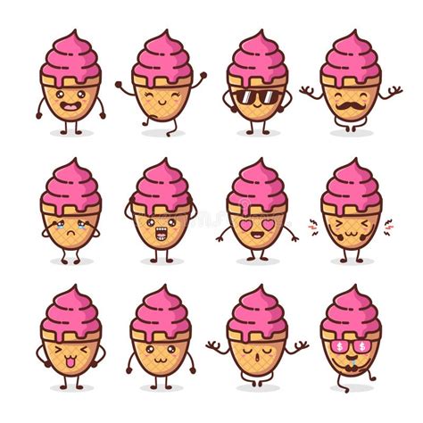 Cute And Funny Ice Cream Characters Stock Vector Illustration Of